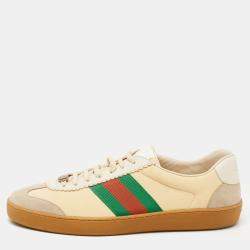 Pre Owned Gucci Tricolor Leather and Suede G74 Sneakers Size 46