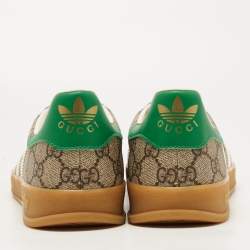 Adidas x Gucci Beige/Brown GG Canvas Gazelle Low Top Sneakers Size 44