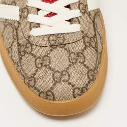 Adidas x Gucci Beige/Brown GG Canvas Gazelle Low Top Sneakers Size 44