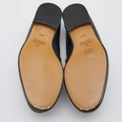 Pre Owned Gucci Black Leather Horsebit Slip On Loafers Size 40.5