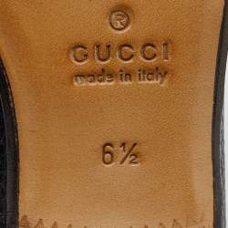 Pre Owned Gucci Black Leather Horsebit Slip On Loafers Size 40.5