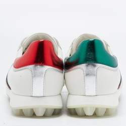 Gucci Tricolor Leather ACE Web Low Top Sneakers Size 46