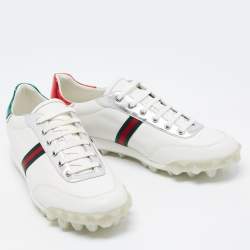 Gucci Tricolor Leather ACE Web Low Top Sneakers Size 46