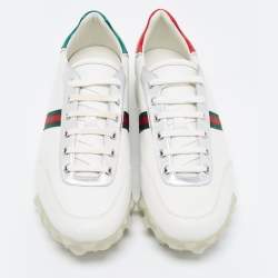 Gucci Tricolor Leather ACE Web Low Top Sneakers Size 46