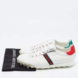 Gucci Tricolor Leather ACE Web Low Top Sneakers Size 46