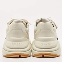 Pre Owned Gucci Cream Leather Rhyton NY Yankees Low Top Sneakers Size 40
