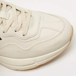 Pre Owned Gucci Cream Leather Rhyton NY Yankees Low Top Sneakers Size 40