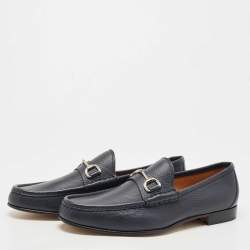 Pre Owned Gucci Navy Blue Leather Horsebit 1953 Loafers Size 45
