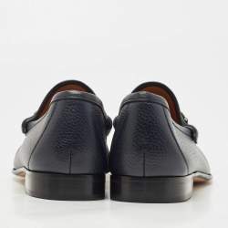 Pre Owned Gucci Navy Blue Leather Horsebit 1953 Loafers Size 45