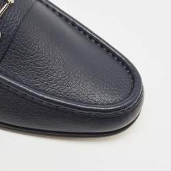 Pre Owned Gucci Navy Blue Leather Horsebit 1953 Loafers Size 45