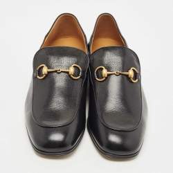 Pre Owned Gucci Black Leather Jordaan Horsebit Slip On Loafers Size 43