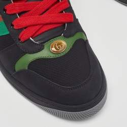 Gucci Black Leather and Canvas Screener Sneakers Size 41.5 