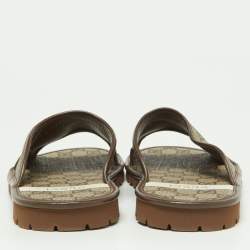 Pre Owned Gucci Brown/Beige GG Supreme Canvas Slides Size 39