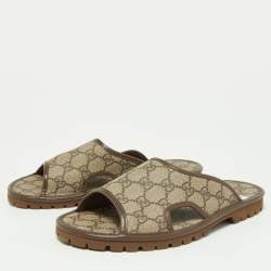 Gucci Gg Supreme Canvas Sandals - Brown