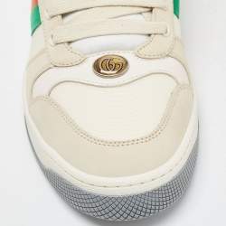 Gucci Cream Nubuck and Canvas Screener Low Top Sneakers Size 39.5