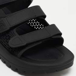 Gucci Black Rubber Corbett Velcro Strap Flat Sandals Size 41