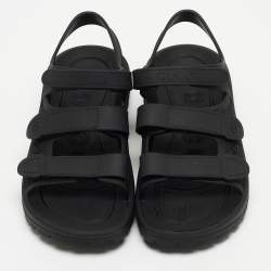 Gucci Black Rubber Corbett Velcro Strap Flat Sandals Size 41