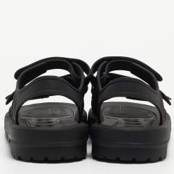 Gucci Black Rubber Corbett Velcro Strap Flat Sandals Size 41