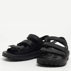 Gucci Black Rubber Corbett Velcro Strap Flat Sandals Size 41