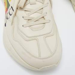 Pre Owned Gucci Cream Leather Rhyton Sneakers Size 43