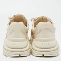 Pre Owned Gucci Cream Leather Rhyton Sneakers Size 43