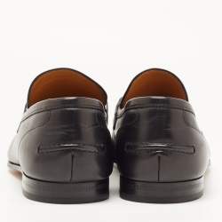 Pre Owned Gucci Black Leather Jordan Horsebit Loafers Size 44
