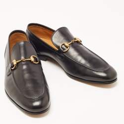 Pre Owned Gucci Black Leather Jordan Horsebit Loafers Size 44