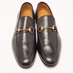 Pre Owned Gucci Black Leather Jordan Horsebit Loafers Size 44