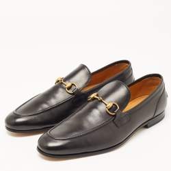 Pre Owned Gucci Black Leather Jordan Horsebit Loafers Size 44