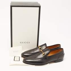 Pre Owned Gucci Black Leather Jordan Horsebit Loafers Size 44