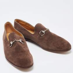 Gucci Brown Suede Slip On Loafers Size 44.5