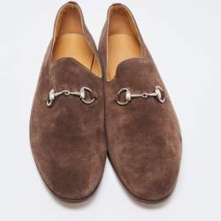 Gucci Brown Suede Slip On Loafers Size 44.5