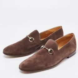 Gucci Brown Suede Slip On Loafers Size 44.5
