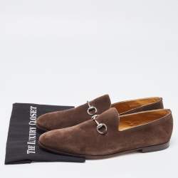 Gucci Brown Suede Slip On Loafers Size 44.5