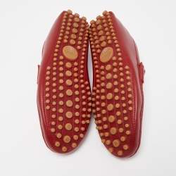 Gucci Red Leather Web Slip On Loafers Size 43