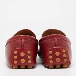 Gucci Red Leather Web Slip On Loafers Size 43