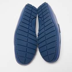 Gucci Blue Micro Guccissima Leather Slip On Loafers Size 43