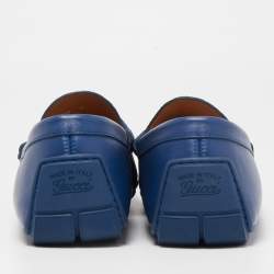 Gucci Blue Micro Guccissima Leather Slip On Loafers Size 43