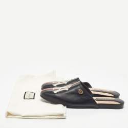 Gucci Black Leather NY Yankees Flat Mules Size 44.5