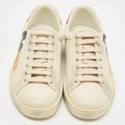 Pre Owned Gucci x Disney Cream Leather Mickey Mouse Ace Sneakers Size 39.5