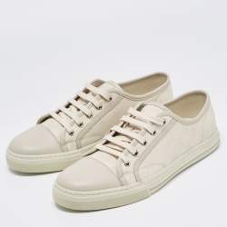 Pre Owned Gucci Beige GG Canvas and Leather Low Top Sneakers Size 42