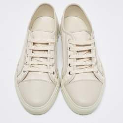 Pre Owned Gucci Beige GG Canvas and Leather Low Top Sneakers Size 42