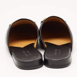 Gucci Black Leather Princetown Horsebit Flat Mules Size 45