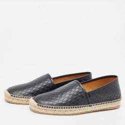  Gucci Black Microguccissima Leather Slip On Espadrille Flats Size 42