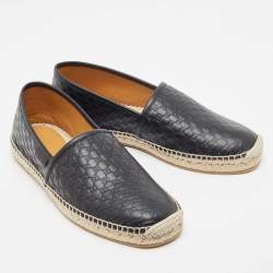  Gucci Black Microguccissima Leather Slip On Espadrille Flats Size 42