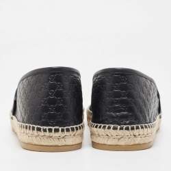  Gucci Black Microguccissima Leather Slip On Espadrille Flats Size 42