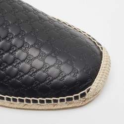  Gucci Black Microguccissima Leather Slip On Espadrille Flats Size 42