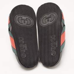 Gucci Red/Green Web Rubber Flat Slides Size 43
