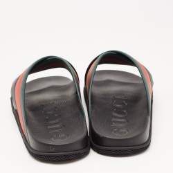 Gucci Red/Green Web Rubber Flat Slides Size 43
