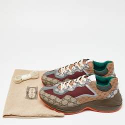 Gucci Multicolor GG Supreme Canvas and Leather Rhyton Sneakers Size 42.5
